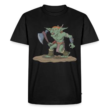 Gobelin figurine de jeu de rôle avec hache - T-shirt Premium bio Homme - noir - Devant - Nico (187cm)