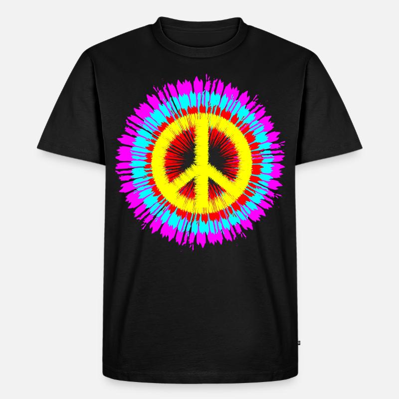 Friedensymbol Peacezeichen Liebe - Männer Premium Bio T-Shirt - Schwarz