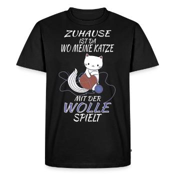 Chat tricoté à la main en laine à tricoter - T-shirt Premium bio Homme - noir - Devant - Nico (187cm)