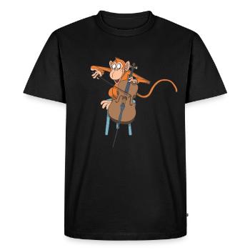 Monkey plays the cello - Men's Premium Organic T-Shirt - black - Front - Nico (187cm)