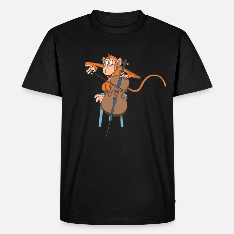 Affe spielt Cello - Männer Premium Bio T-Shirt - Schwarz