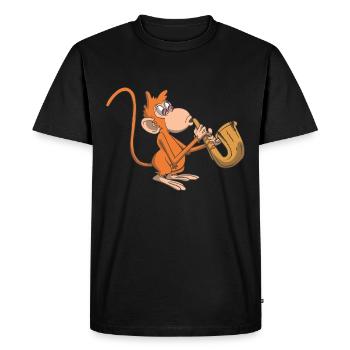 Monkey plays the saxophone - Men's Premium Organic T-Shirt - black - Front - Nico (187cm)