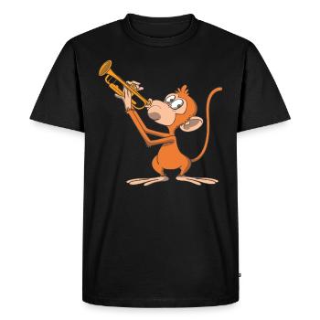Monkey plays the trumpet - Men's Premium Organic T-Shirt - black - Front - Nico (187cm)