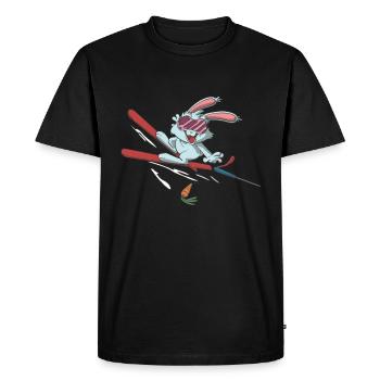 Bunny ski bunny skiing on skis - Men's Premium Organic T-Shirt - black - Front - Nico (187cm)