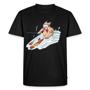 Cochon à skis dans la courbe - T-shirt Premium bio Homme - noir - Devant - Nico (187cm)