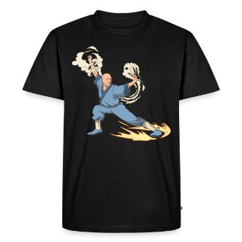 Fantaisie moine combattant kick kick - T-shirt Premium bio Homme - noir - Devant - Nico (187cm)