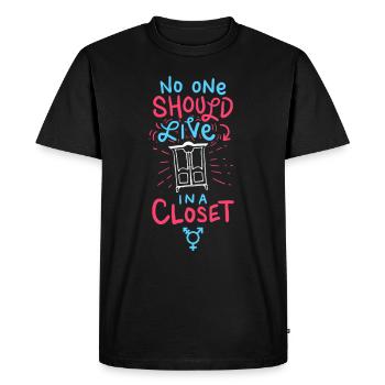 Personne ne devrait vivre dans un placard Gay Pride - T-shirt Premium bio Homme - noir - Devant - Nico (187cm)