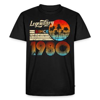 Men's 40th Birthday Legendary Since 1980 - Men's Premium Organic T-Shirt - black - Front - Nico (187cm)