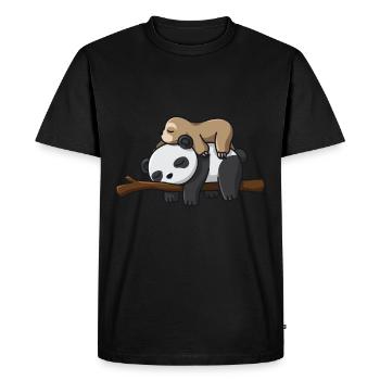 Panda paresseux amoureux mignon dormir mignon - T-shirt Premium bio Homme - noir - Devant - Nico (187cm)