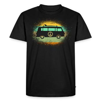 Bus hippie Barki Kiss Ball avec planche de surf - T-shirt Premium bio Homme - noir - Devant - Nico (187cm)