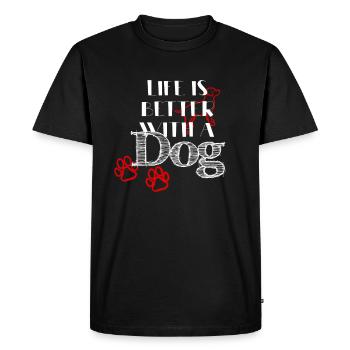Life is better with a dog - Men's Premium Organic T-Shirt - black - Front - Nico (187cm)