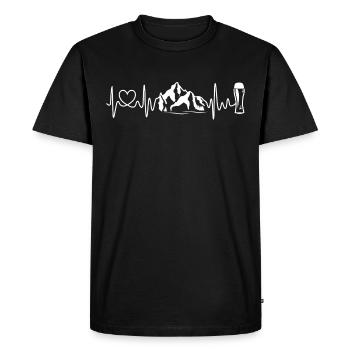 Montagnes de battement de coeur et verre de bière de blé avec un coeur - T-shirt Premium bio Homme - noir - Devant - Nico (187cm)