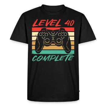 40th 40th Birthday Level 40 Complete - Men's Premium Organic T-Shirt - black - Front - Nico (187cm)