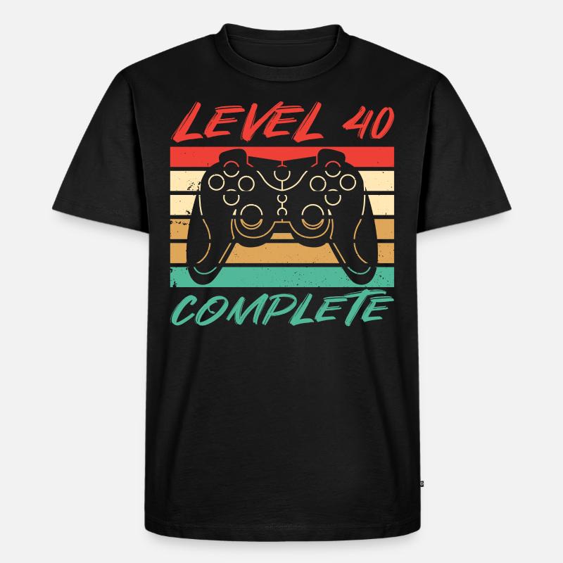 40ter 40. Geburtstag Level 40 Complete - Männer Premium Bio T-Shirt - Schwarz