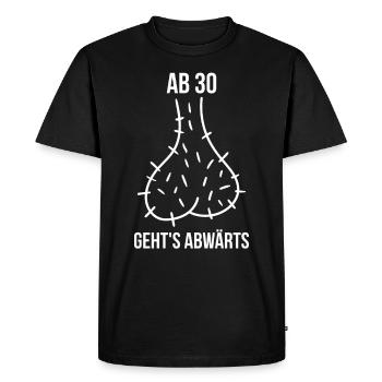 30. Geburtstag Männer Abwärts Hoden 1990 - Männer Premium Bio T-Shirt - Schwarz - Vorne - Nico (187cm)