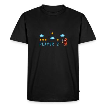 Joueur 2 | Retrogaming - T-shirt Premium bio Homme - noir - Devant - Nico (187cm)