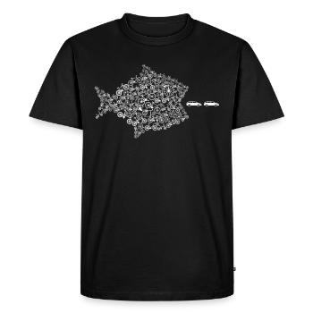 Fahrrad Fisch Frisst Auto PKW Klimaschutz Rennrad - Männer Premium Bio T-Shirt - Schwarz - Vorne - Nico (187cm)