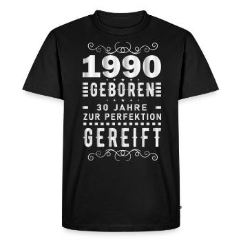 30 homme perfection juillet 1990 30e anniversaire - T-shirt Premium bio Homme - noir - Devant - Nico (187cm)