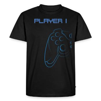 Player 1 partner look dad son gamer - Men's Premium Organic T-Shirt - black - Front - Nico (187cm)