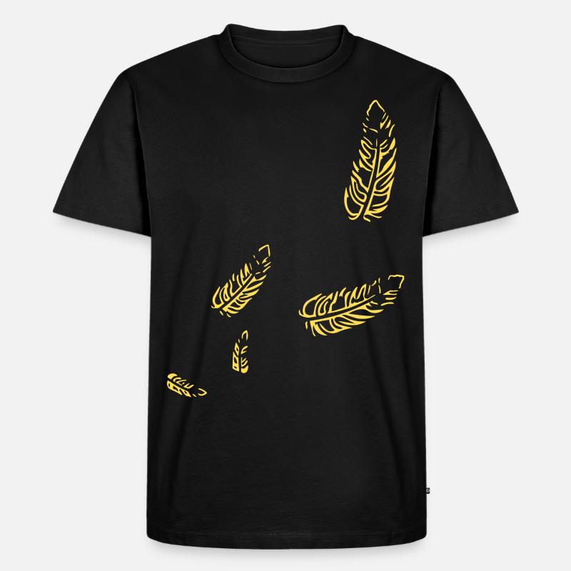 Federn - Symbol / gold - Männer Premium Bio T-Shirt - Schwarz