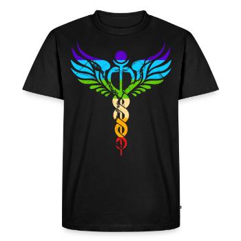 Kundalini chakra meditation winged serpent - Men's Premium Organic T-Shirt - black - Front - Nico (187cm)