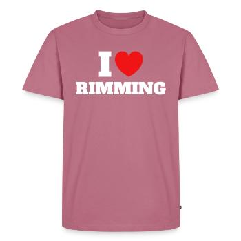 I LOVE RIMMING - Men's Premium Organic T-Shirt - mauve - Front - Nico (187cm)