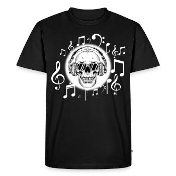 DJ Skull headphones gift skull music notes - Men's Premium Organic T-Shirt - black - Front - Nico (187cm)