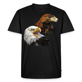Pygargue à tête blanche et aigle royal - T-shirt Premium bio Homme - noir - Devant - Nico (187cm)