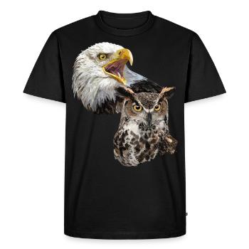 American Pigargo et American Owl - T-shirt Premium bio Homme - noir - Devant - Nico (187cm)
