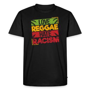 Amour Reggae haine racisme fier cadeau Ragga - T-shirt Premium bio Homme - noir - Devant - Nico (187cm)
