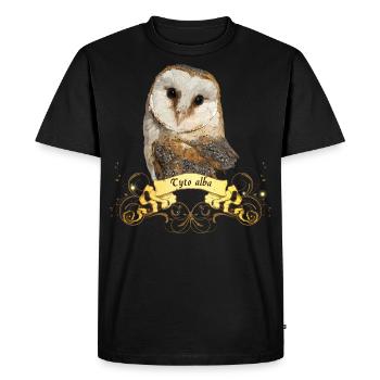 Chouette effraie - T-shirt Premium bio Homme - noir - Devant - Nico (187cm)