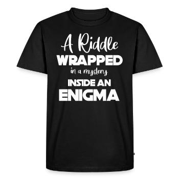 Une énigme enveloppée de mystère - T-shirt Premium bio Homme - noir - Devant - Nico (187cm)