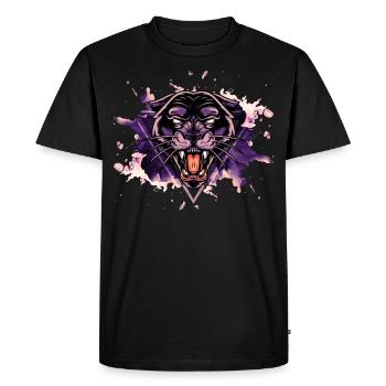 Panthère Panter Violet Noir Splash Animal Prédateur - T-shirt Premium bio Homme - noir - Devant - Nico (187cm)