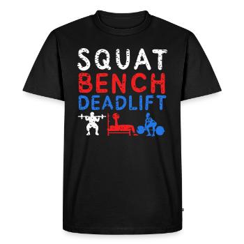 POWERLIFTING: Squat Bench - Men's Premium Organic T-Shirt - black - Front - Nico (187cm)