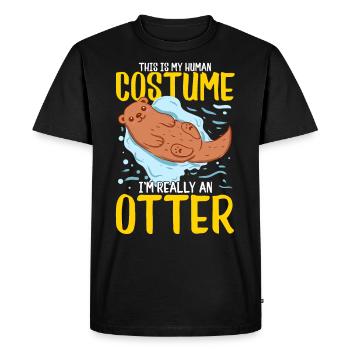Animal loutre - T-shirt Premium bio Homme - noir - Devant - Nico (187cm)