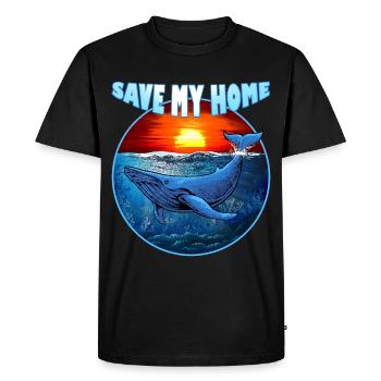 Save my Home - blue whale - whale - sea - ocean - Men's Premium Organic T-Shirt - black - Front - Nico (187cm)