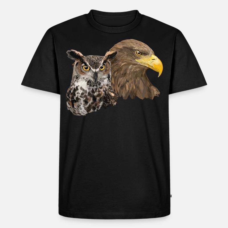 Pigargo und Eule - Männer Premium Bio T-Shirt - Schwarz