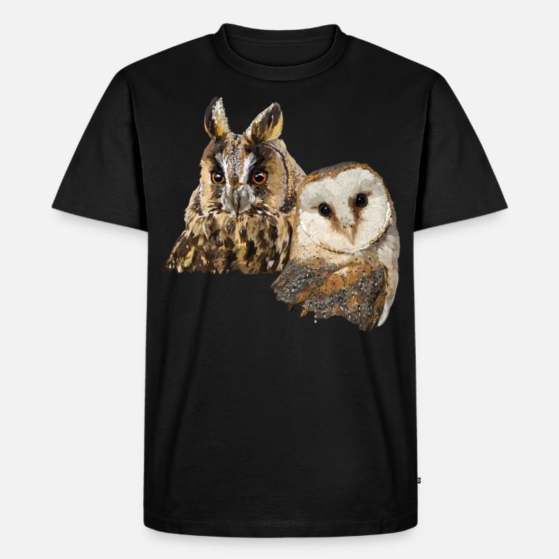 Eule und Eule - Männer Premium Bio T-Shirt - Schwarz