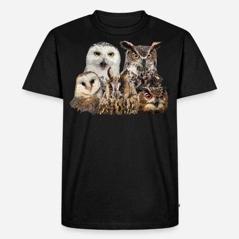 Eulen - Männer Premium Bio T-Shirt - Schwarz