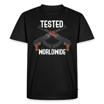 AK-47 RIFLE: Tested Worldwide - Men's Premium Organic T-Shirt - black - Front - Nico (187cm)