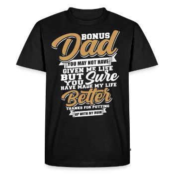 Beau-père - T-shirt Premium bio Homme - noir - Devant - Nico (187cm)