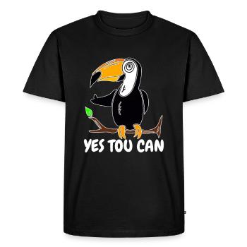 Yes Tou Can You Can Pouces en haut motif - T-shirt Premium bio Homme - noir - Devant - Nico (187cm)