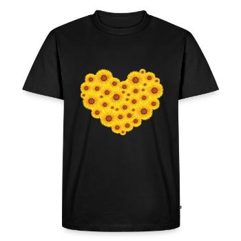 Sunflower heart for flower lovers - Men's Premium Organic T-Shirt - black - Front - Nico (187cm)