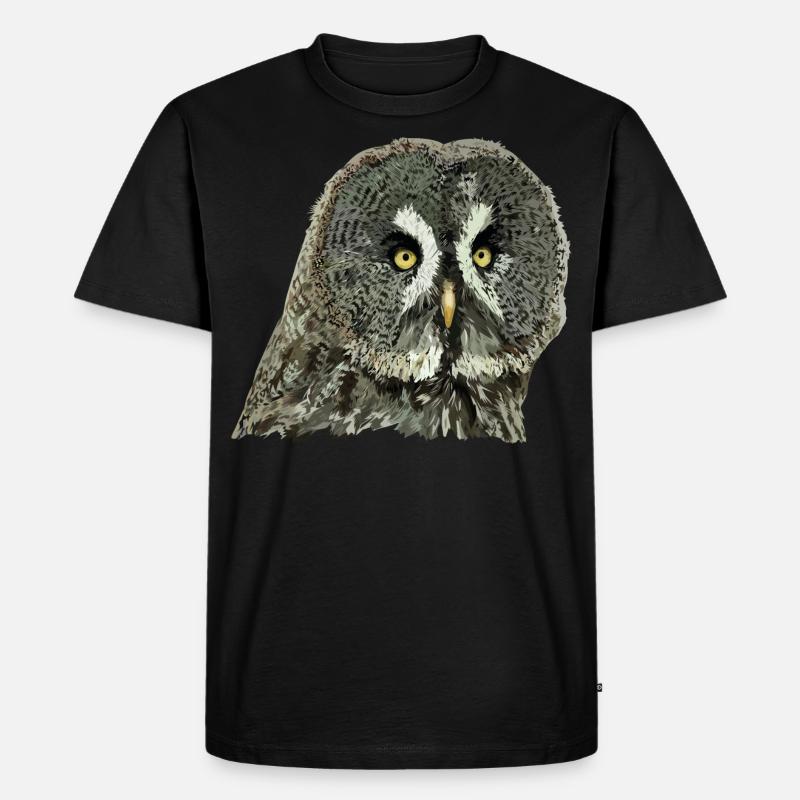 Graue Eule - Männer Premium Bio T-Shirt - Schwarz