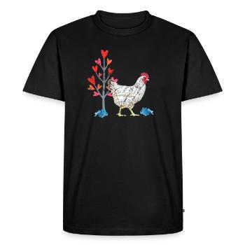 Cute chicken lover motif, chicken, farmer, egg fan - Men's Premium Organic T-Shirt - black - Front - Nico (187cm)