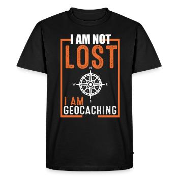 Géocache - T-shirt Premium bio Homme - noir - Devant - Nico (187cm)