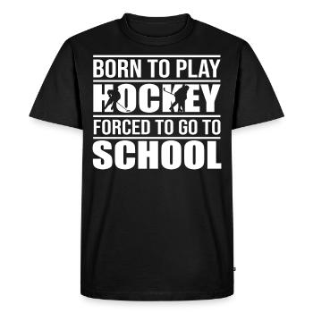 Né pour jouer au hockey Joueur de hockey sur glace Gardien de but Stude - T-shirt Premium bio Homme - noir - Devant - Nico (187cm)