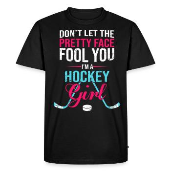 Casque de rondelle de vitesse de bâton de joueur de hockey sur glace de fille - T-shirt Premium bio Homme - noir - Devant - Nico (187cm)