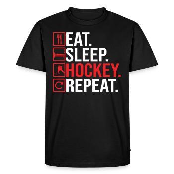 Eat Sleep Hockey Gardien de but Joueur répétitif Ice Hock - T-shirt Premium bio Homme - noir - Devant - Nico (187cm)