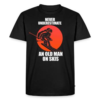 An Old Man On Skis Winter Skiing Downhill Ski Gran - Men's Premium Organic T-Shirt - black - Front - Nico (187cm)